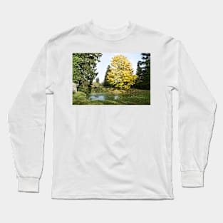 Tree by the lake again in autumn in Burgenland Long Sleeve T-Shirt